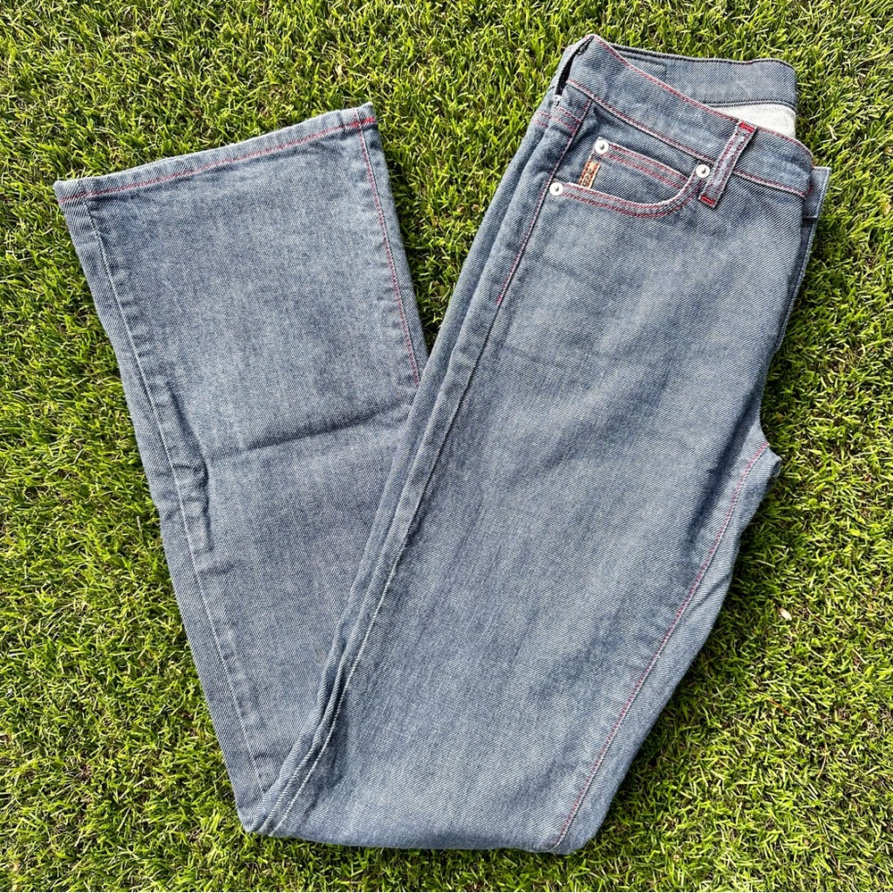 Armani Jeans Dark Denim Red Stitching Boot Cut Jeans